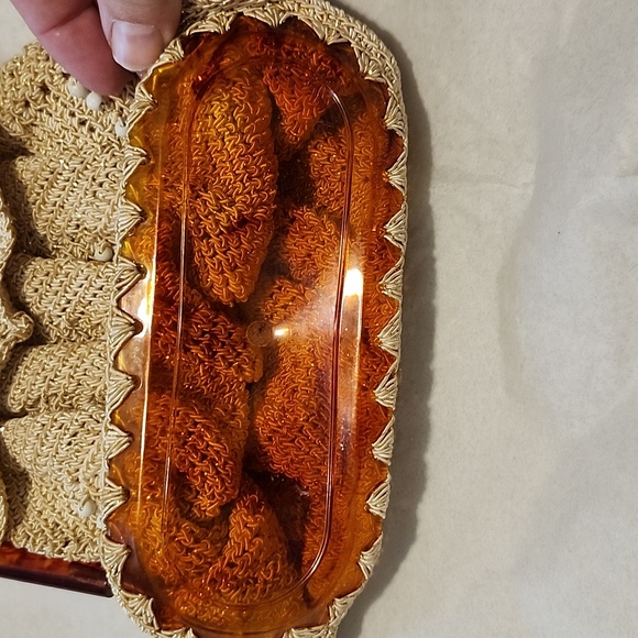 Vintage Women's Crochet & Tortoise Lucite Bag/Purse Gold Boho 1950/1960 - Picture 3 of 13